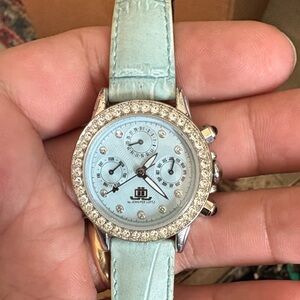 Jennifer Lopez Silver and Mint Green Timepiece